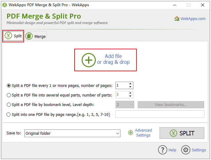 WekApps PDF Merge & Split - Add PDF file